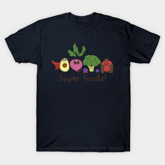 Super Foods Are Awesome, Healthy Food T-Shirt by Dreamy Panda Designs